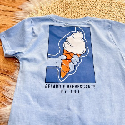 Conj. Camiseta Sorvete Gelado e Bermuda - Azul